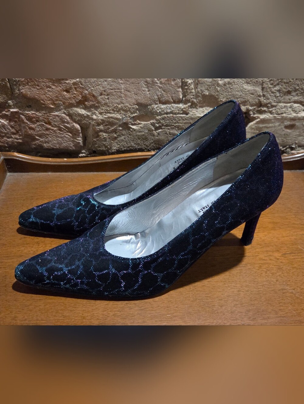 Vintage Amalfi By Ragoni Iridescent Patterned Pointed Toe Pumps